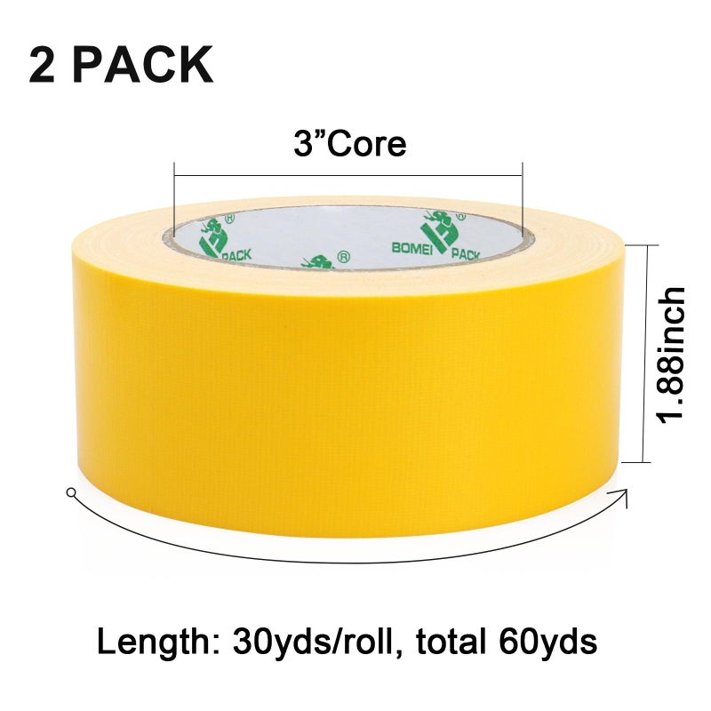 BOMEI PACK Duct Tape Yellow, Heavy Duty Strong Industrial Color Duct Tape 9mil x 1.88inch x 30yds for Packing and Repairing - Image 2
